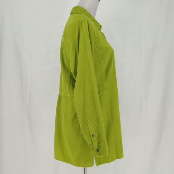 J Jill Top Womens Medium Green Corduroy Tunic Long Sleeve Boho Chic Hipster - Picture 16 of 16